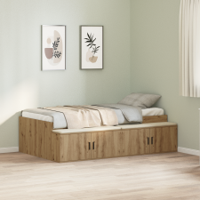 vidaXL Tároló ágykeret Művész tölgy 100x200 cm ágy és ágykellék