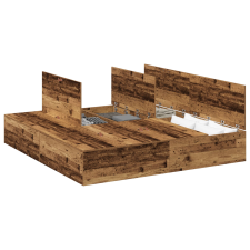 vidaXL Tároló Ágykeret Régi Fa 200x200 cm (3335363) ágy és ágykellék