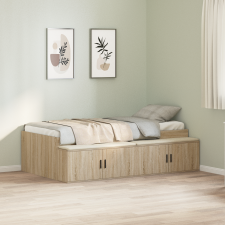 vidaXL Tároló Ágykeret Sonoma Tölgy 90x200 cm ágy és ágykellék