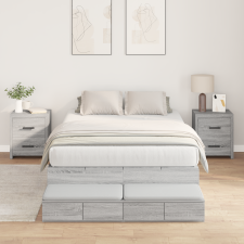 vidaXL Tároló Ágykeret Szürke Sonoma 120x190 cm ágy és ágykellék
