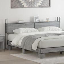 vidaXL Tároló fejtámla fejtámlával tárolóval Szürke sonoma 180 cm Faanyag ágy és ágykellék