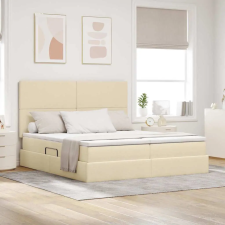 vidaXL Tárolós Ágy fejtámlával tárolóval Krém 200 x 200 cm Műbőr ágy és ágykellék