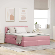vidaXL Tárolós Ágy matracmal tárolóval Rózsaszín 140 x 200 cm Bársony ágy és ágykellék