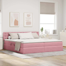 vidaXL Tárolós Ágy matracmal tárolóval Rózsaszín 200 x 200 cm Bársony ágy és ágykellék