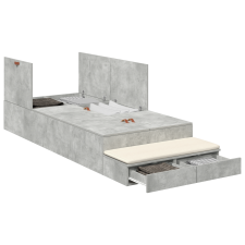 vidaXL Tárolós Ágykeret Beton Szürke 90x190 cm (3335672) ágy és ágykellék