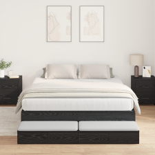 vidaXL Tárolós Ágykeret Fekete Tölgy 160x200 cm ágy és ágykellék