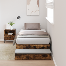 vidaXL Tárolós Ágykeret Füstölt Tölgy 90x190 cm ágy és ágykellék