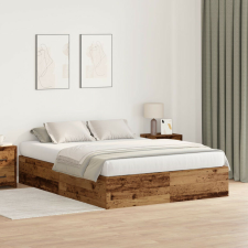 vidaXL Tárolós Ágykeret Régi Fa 140x190 cm ágy és ágykellék