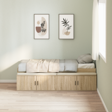 vidaXL Tárolós ágykeret Sonoma tölgy 100x200 cm ágy és ágykellék