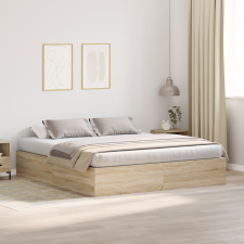 vidaXL Tárolós Ágykeret Sonoma Tölgy 200x200 cm ágy és ágykellék