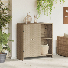 vidaXL Tárolószekrény Bézs 100x36x102 cm Rattan kerti tárolás