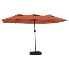 vidaXL terrakotta dupla tetős LED-es napernyő 449x245 cm kerti bútor