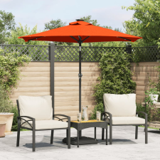 vidaXL terrakotta kerti napernyő LED-del és acél rúddal 225x225x212 cm kerti bútor