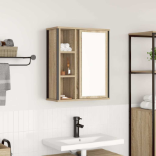 vidaXL Tölgy színű fürdőszoba fali szekrény tükörrel 50x21x60 cm fürdőszoba bútor