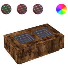 vidaXL tölgy színű végtelen hatású LED-es dohányzóasztal 116x69x40 cm (3284060) bútor