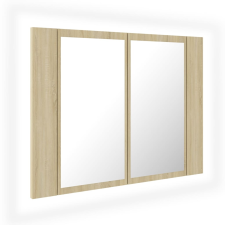 vidaXL tölgyszínű akril LED-es tükrös fürdőszobaszekrény 60x12x45 cm (804959) fürdőszoba bútor