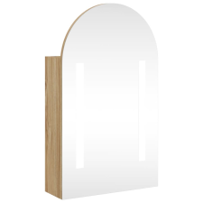 vidaXL tölgyszínű fürdőszobai ívelt tükörszekrény LED-del 42x13x70 cm (357976) fürdőszoba bútor