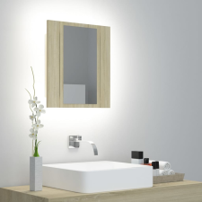 vidaXL tölgyszínű LED-es tükrös fürdőszobaszekrény 40 x 12 x 45 cm fürdőszoba bútor