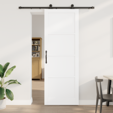 vidaXL Tolóajtó Hardver Készlettel Fehér 83x232 cm Tömör Fa Fenyő nyílászáró