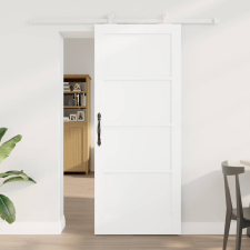 vidaXL Tolóajtó Szett Fehér 83 x 202 cm Tömör fenyőfa és acél nyílászáró
