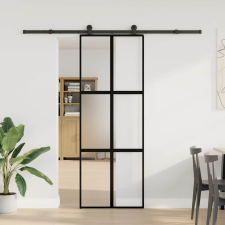 vidaXL tolóajtó vasalatokkal 76x205 cm edzett üveg&Alumínium (3332974) nyílászáró