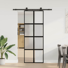 vidaXL tolóajtó vasalatokkal 76x205 cm edzett üveg&Alumínium (3333007) nyílászáró