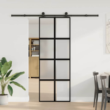 vidaXL tolóajtó vasalatokkal 76x205 cm edzett üveg&Alumínium (3333010) nyílászáró