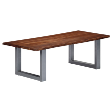 vidaXL tömör akácfa és fém dohányzóasztal 115 x 60 x 40 cm bútor