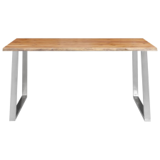 vidaXL tömör akácfa és rozsdamentes acél étkezőasztal 160 x 80 x 75 cm (283891) bútor