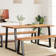 vidaXL tömör akácfa étkezőasztal természetes éllel 160 x 80 x 75 cm bútor