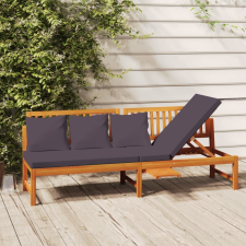 vidaXL tömör akácfa kanapé szürke párnákkal 200 x 60 x 75 cm ágy és ágykellék
