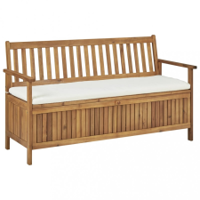 vidaXL Tömör akácfa tárolópad párnával 148 cm kerti bútor