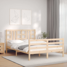vidaXL tömör fa ágykeret fejtámlával 140 x 190 cm ágy és ágykellék
