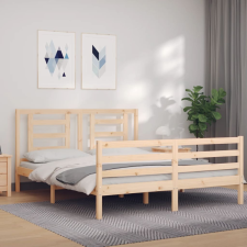 vidaXL tömör fa ágykeret fejtámlával 160 x 200 cm ágy és ágykellék