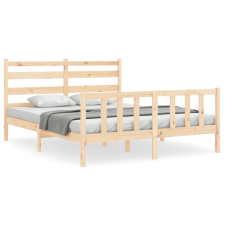vidaXL tömör fa ágykeret fejtámlával 160 x 200 cm (3192046) ágy és ágykellék