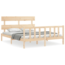 vidaXL tömör fa ágykeret fejtámlával 160 x 200 cm (3193281) ágy és ágykellék