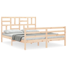 vidaXL tömör fa ágykeret fejtámlával 160 x 200 cm (3194906) ágy és ágykellék