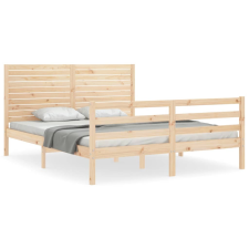 vidaXL tömör fa ágykeret fejtámlával 160 x 200 cm (3195036) ágy és ágykellék