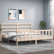 vidaXL tömör fa ágykeret fejtámlával 200 x 200 cm ágy és ágykellék