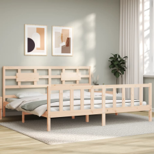 vidaXL tömör fa ágykeret fejtámlával 200 x 200 cm ágy és ágykellék