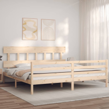vidaXL tömör fa ágykeret fejtámlával 200 x 200 cm ágy és ágykellék