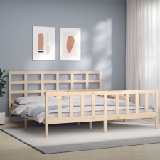 vidaXL tömör fa ágykeret fejtámlával 200 x 200 cm ágy és ágykellék