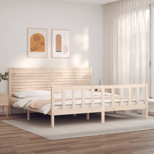vidaXL tömör fa ágykeret fejtámlával 200 x 200 cm ágy és ágykellék
