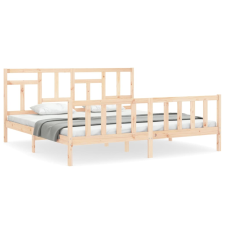 vidaXL tömör fa ágykeret fejtámlával 200 x 200 cm (3193161) ágy és ágykellék