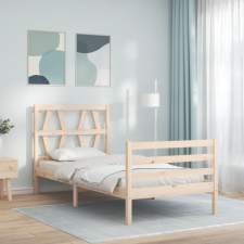 vidaXL tömör fa ágykeret fejtámlával 2FT6 Small Single ágy és ágykellék