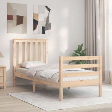 vidaXL tömör fa ágykeret fejtámlával 2FT6 Small Single bútor