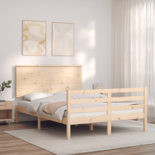 vidaXL tömör fa ágykeret fejtámlával 4FT Small Double ágy és ágykellék