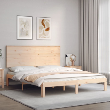 vidaXL tömör fa ágykeret fejtámlával King Size ágy és ágykellék