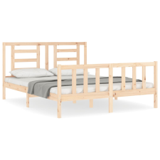 vidaXL tömör fa ágykeret fejtámlával King Size (3192886) ágy és ágykellék