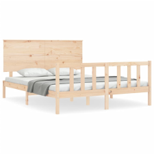 vidaXL tömör fa ágykeret fejtámlával King Size (3193406) ágy és ágykellék